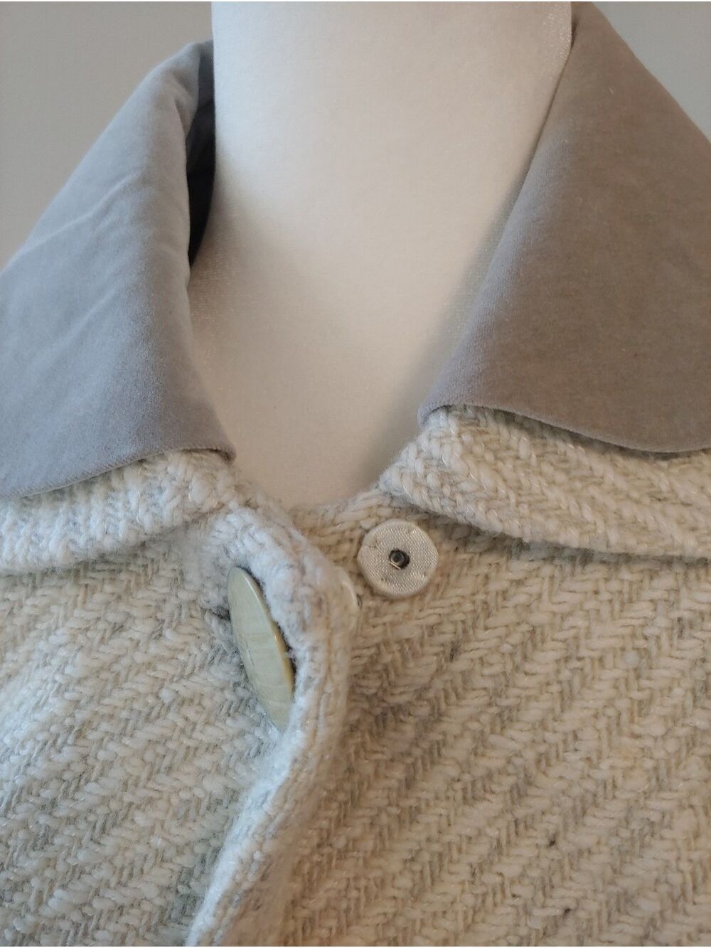 Anthropologie Elevenses Rockwell Wool Blend Retro Look Pea Coat Size 0 Cream - Picture 5 of 16